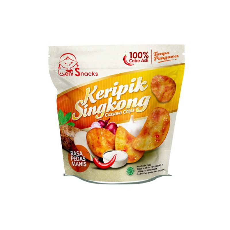 Leni snacks keripik singkong pedas manis (cassava chips) 140g